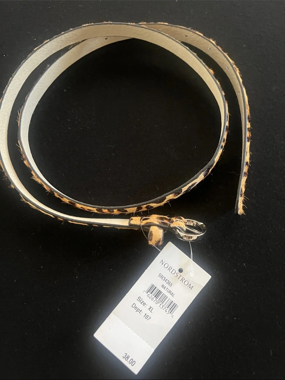Nordstrom Leopard-Print Skinny Belt in Natural and Black